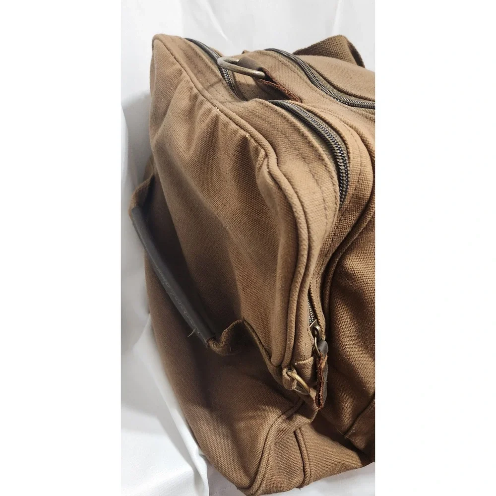 Rothco Brown Canvas Duffle Bag Leather Accents Travel Weekender RN 37572
